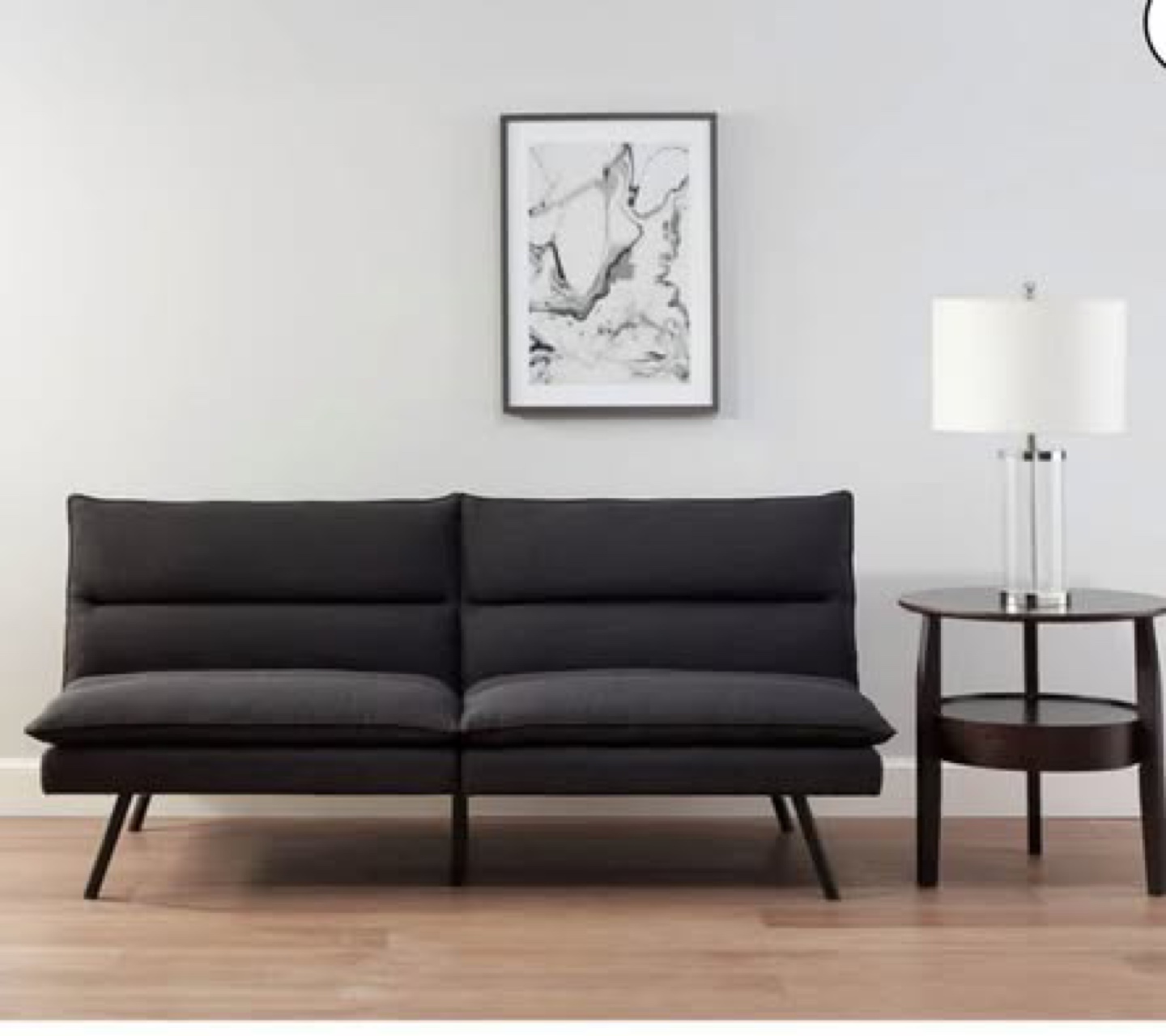 Mainstays Pillow Top Futon, Sturdy wood frame and metal legs.