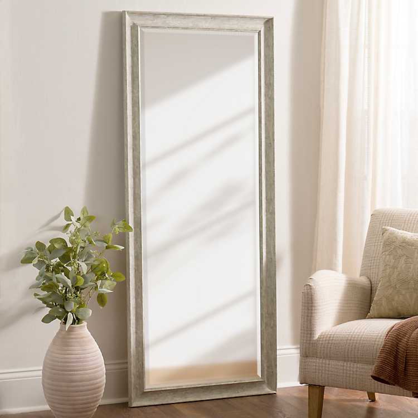 Kirklands Full Length Whitewashed Mirror -  28"W x 68"H