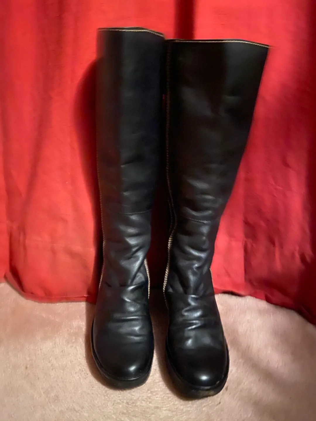 Fly London Black Leather Knee-High Wedge Boots thumbnail