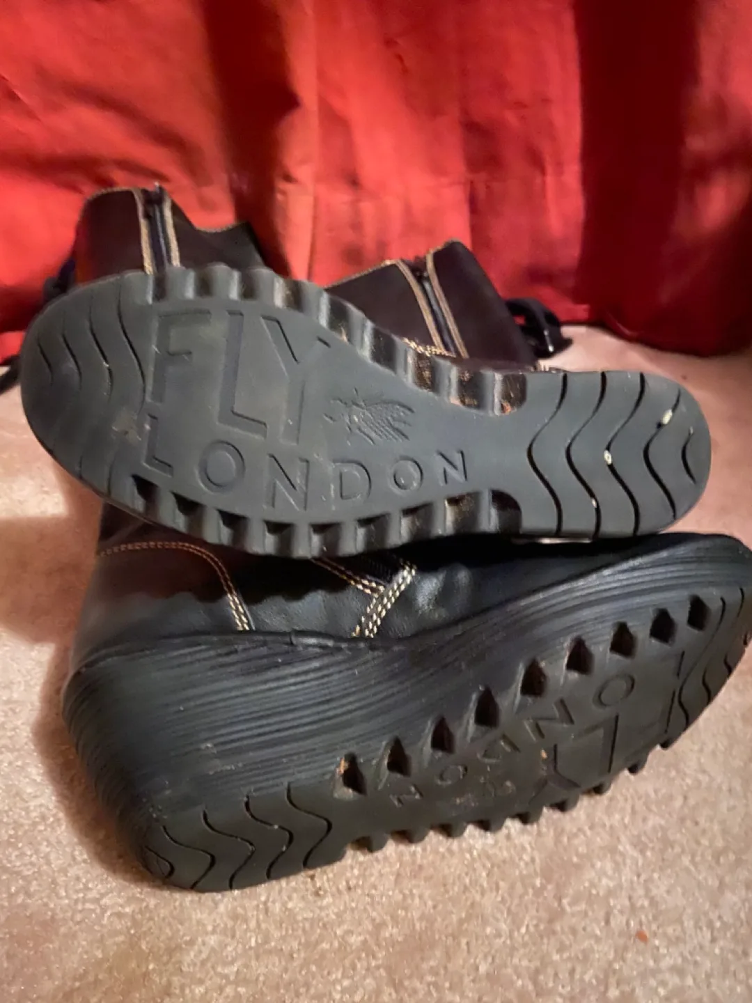 Fly London Black Leather Knee-High Wedge Boots image indicator(4)