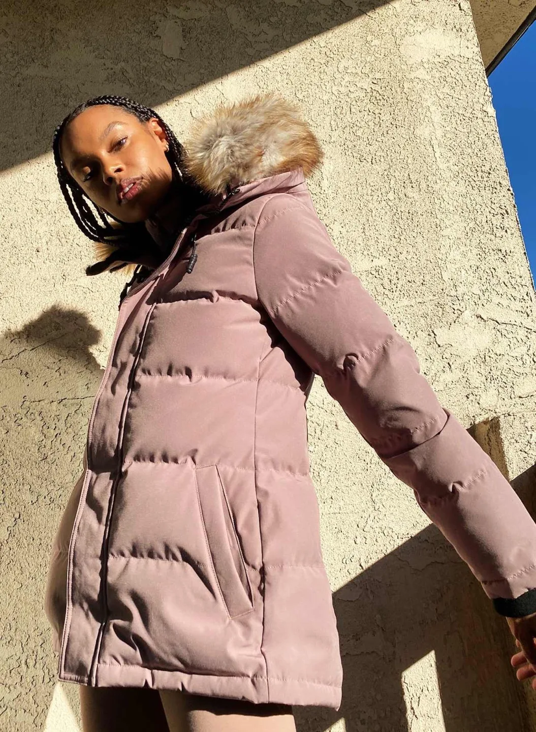 Aritzia TNA The Powder Parka Short - Shadow Mauve image indicator(9)