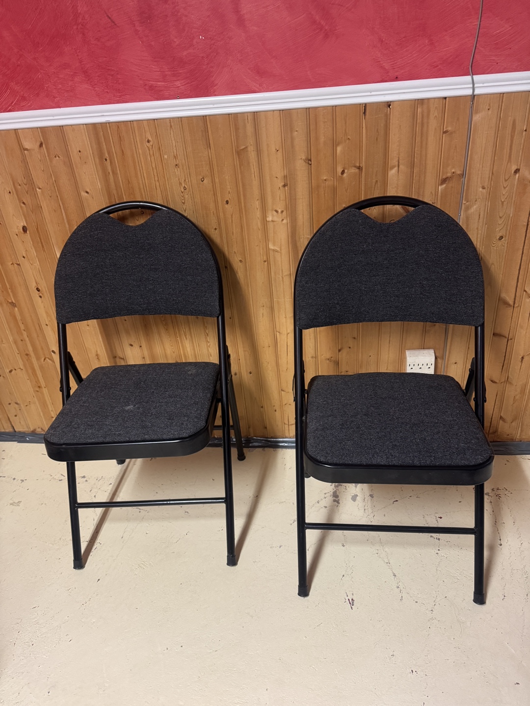 Pair of Black Folding Chairs - photo 2