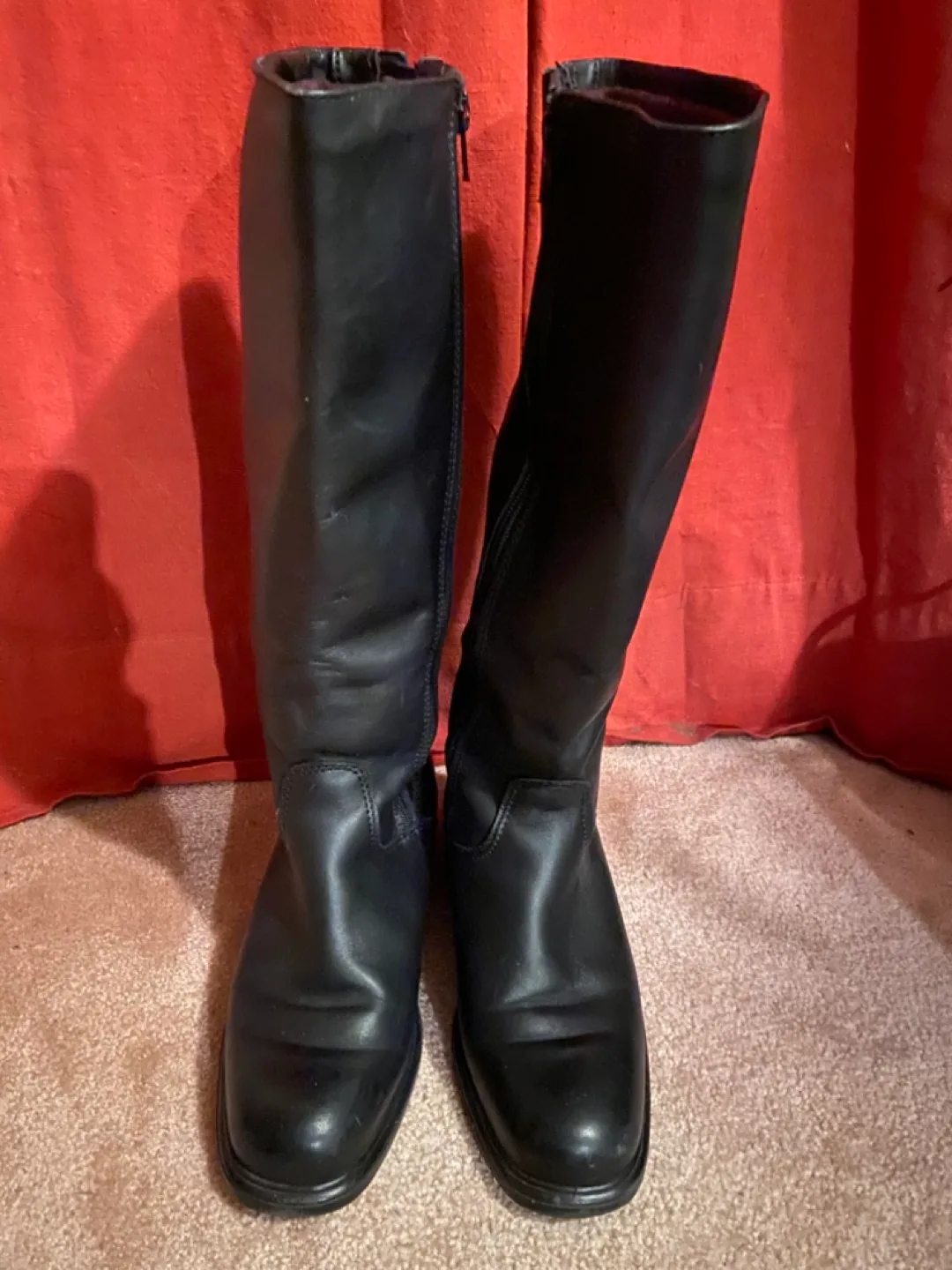 Women's black leather riding boots thumbnail