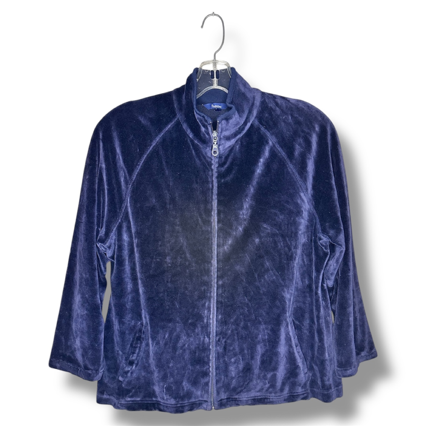 Reitmans XL Velour Zip-Up Jacket - in Dark Blue - photo 2