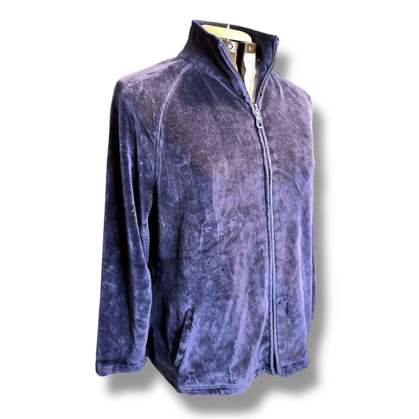 Reitmans XL Velour Zip-Up Jacket - in Dark Blue - photo 3