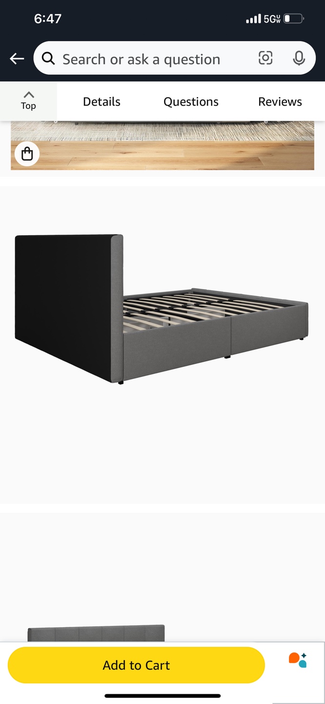 Queen Upholstered Platform Bed with Drawers - Gray - photo 2