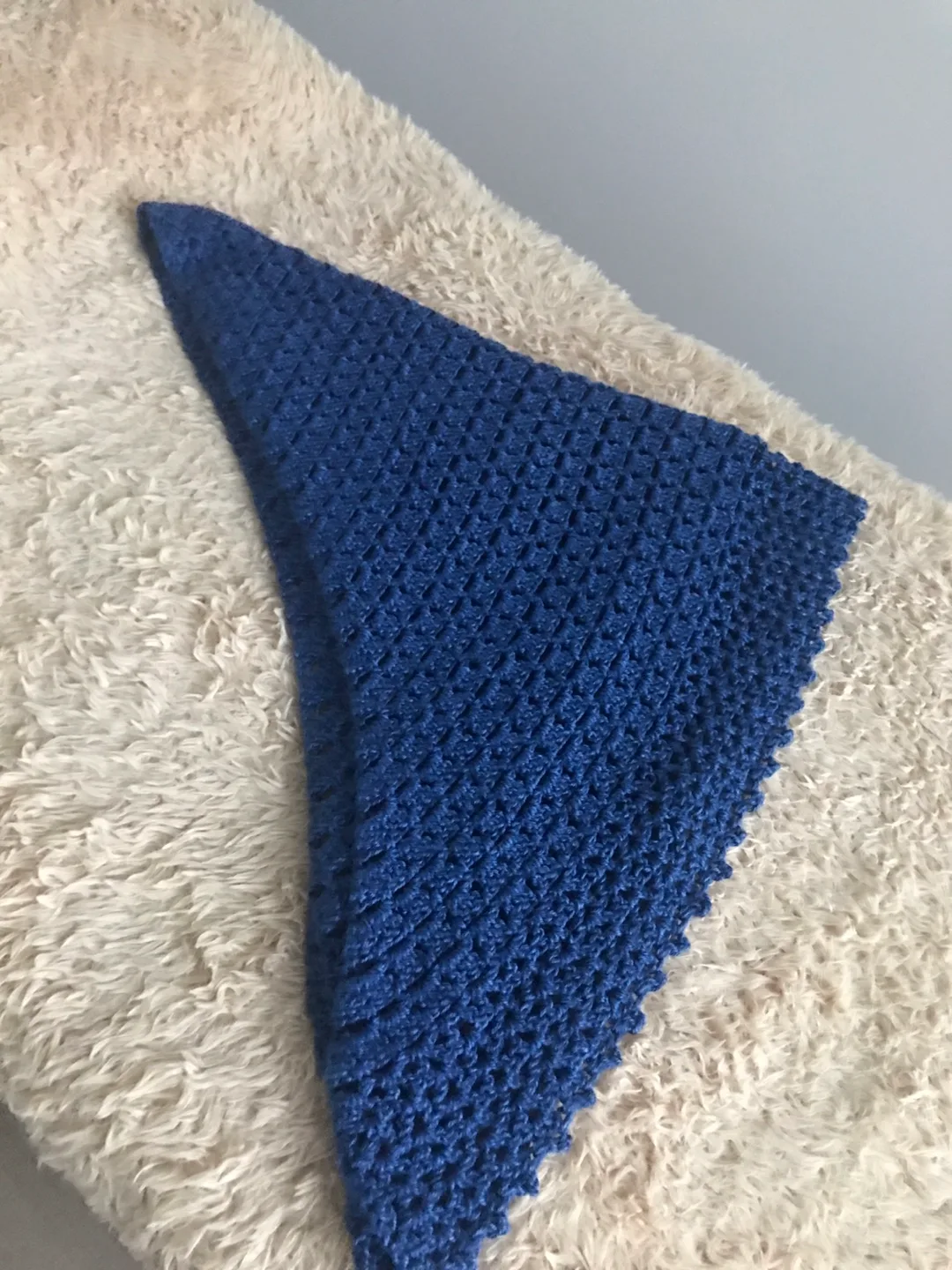 Handmade Crochet Shawl - Navy Blue image indicator(2)