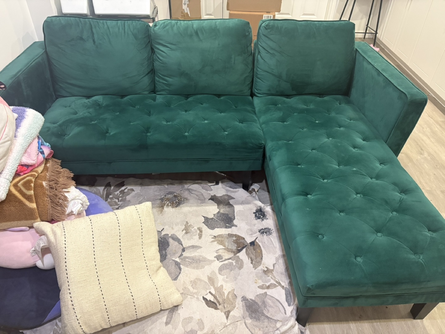 Emerald Green Velvet Sectional Sofa