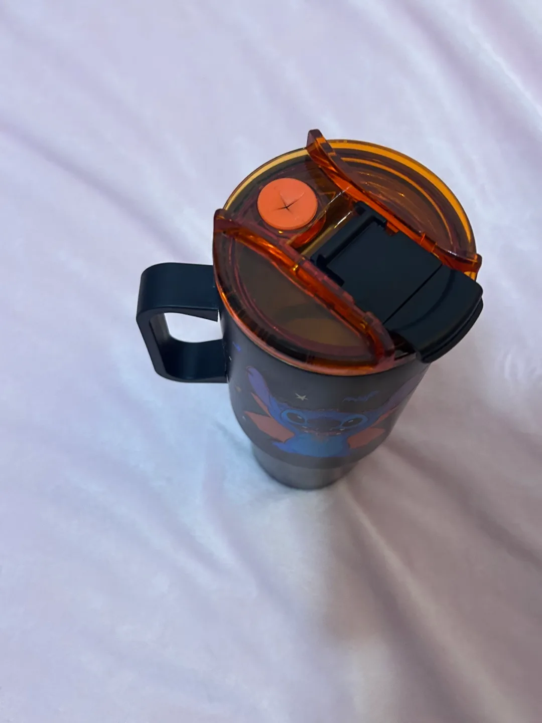 Stitch Halloween Travel Tumbler Bats Orange and Black image indicator(3)