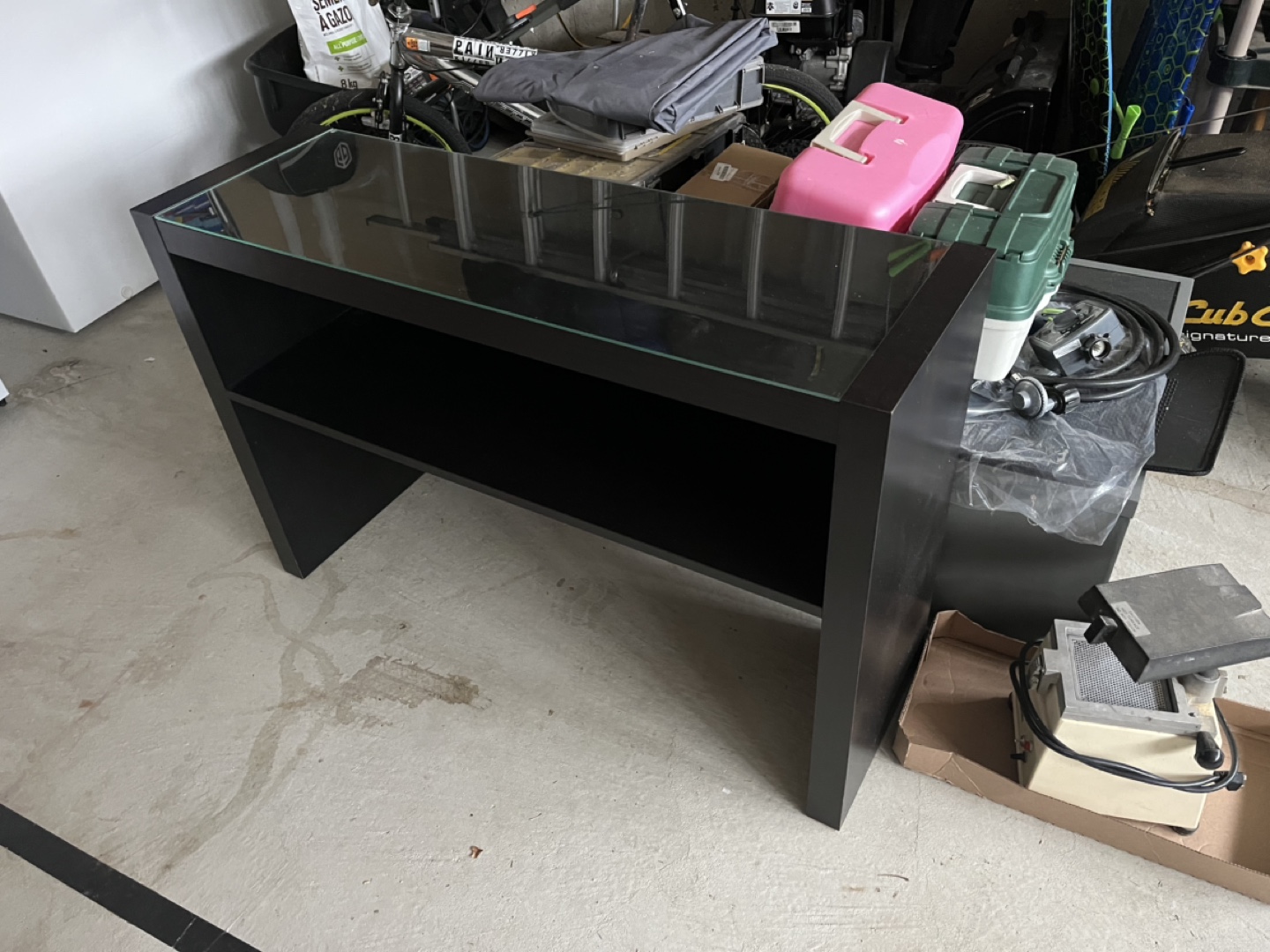Black Hallway Table with Glass Top - photo 2