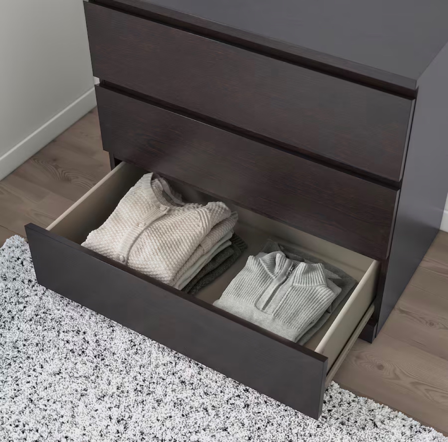 IKEA MALM 3-Drawer Chest - Black/Brown - photo 4