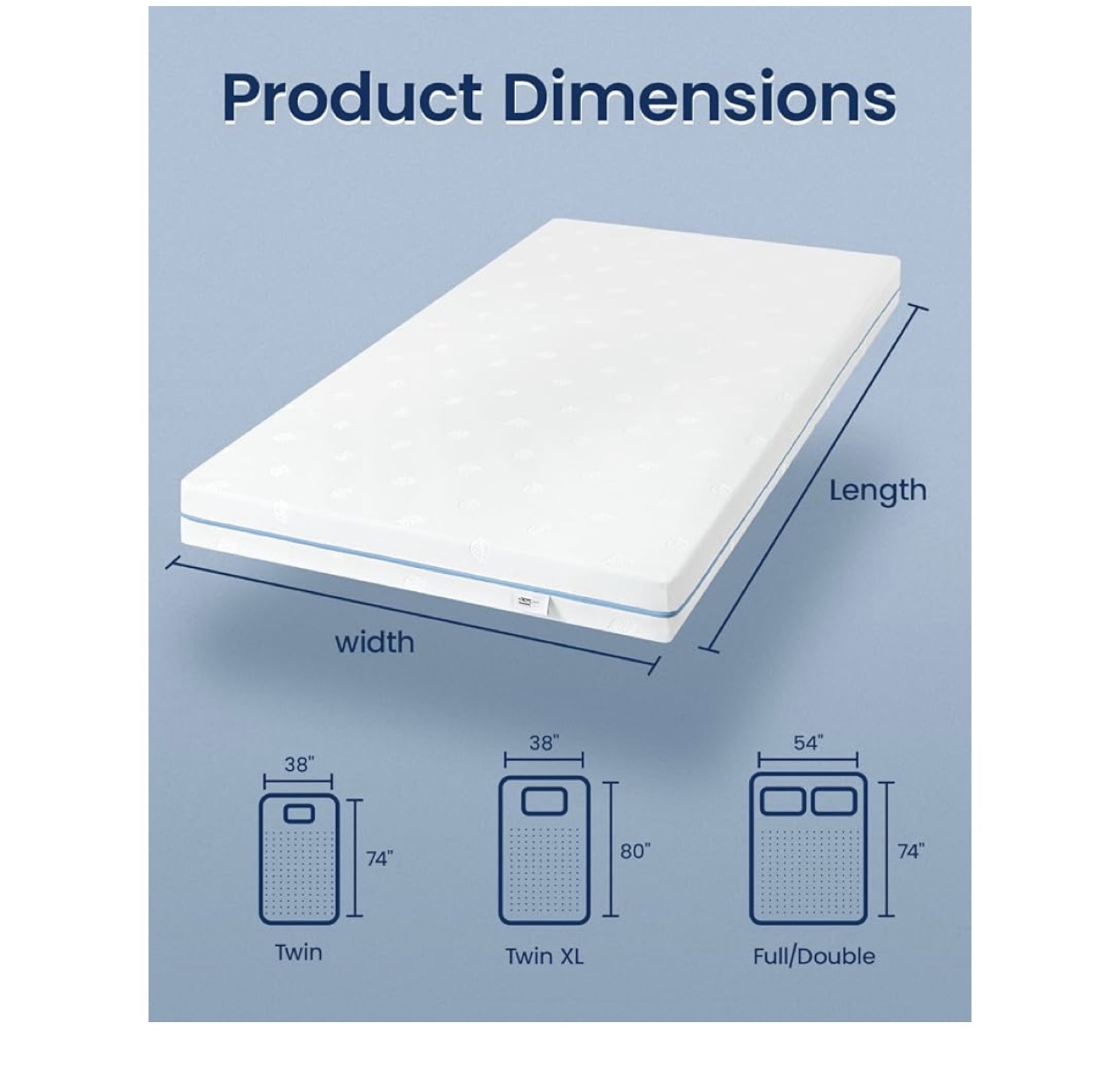 Double Mattress - Density Gel Foam - CertiPUR-US Certified - photo 2