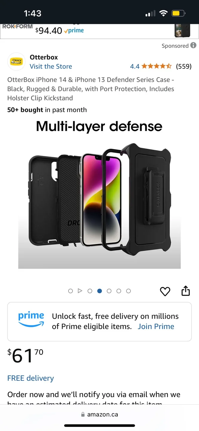 OtterBox iPhone 13/14 Defender with Holster & Kickstand image indicator(2)