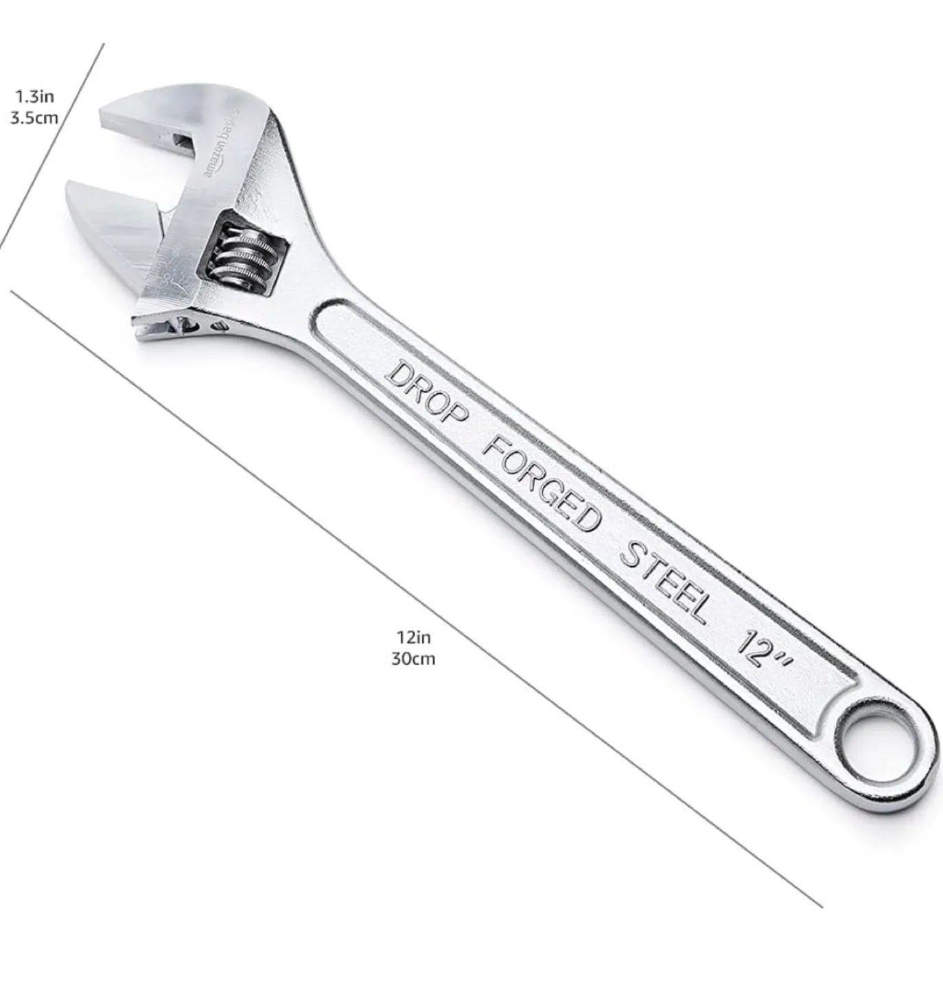 4-Piece Chrome-Plated Adjustable Wrench with Inch/Metric Scale image indicator(7)
