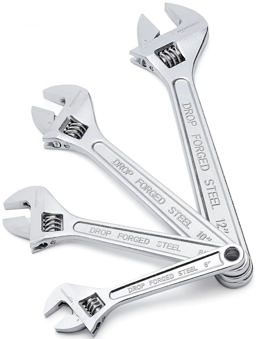 4-Piece Chrome-Plated Adjustable Wrench with Inch/Metric Scale image indicator(6)
