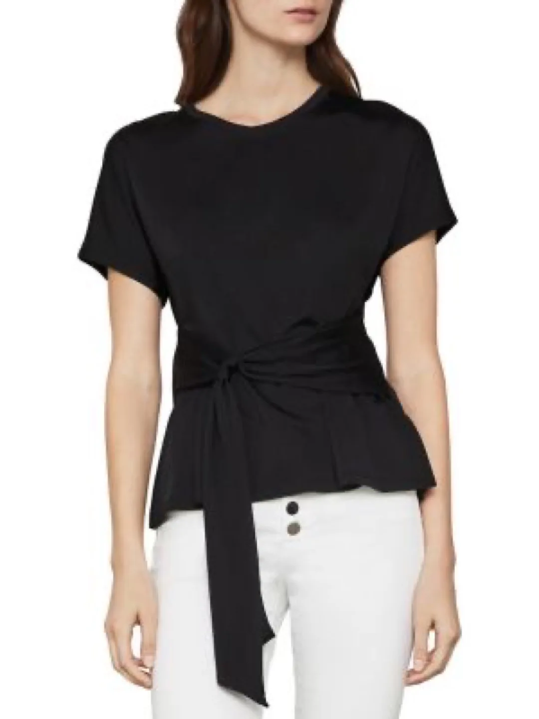 BCBGMAXAZRIA Black Tie-Waist T-Shirt thumbnail