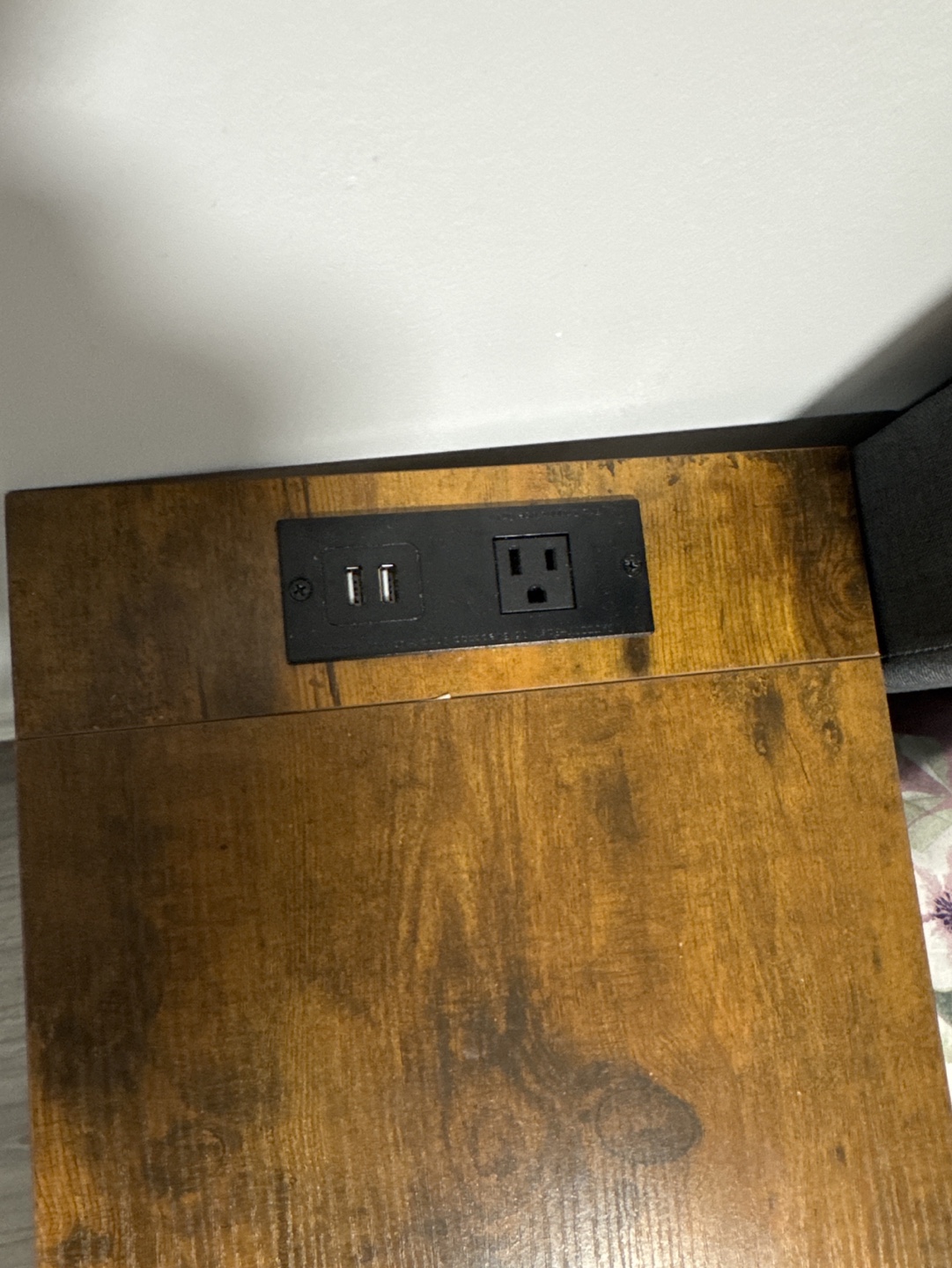 Set of 2 Rustic Two-Drawer Bedside Table with Built-in Outlets - photo 2