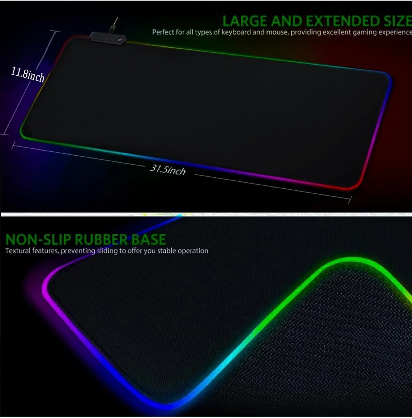 Large RGB LED Gaming Mouse Mat image indicator(3)