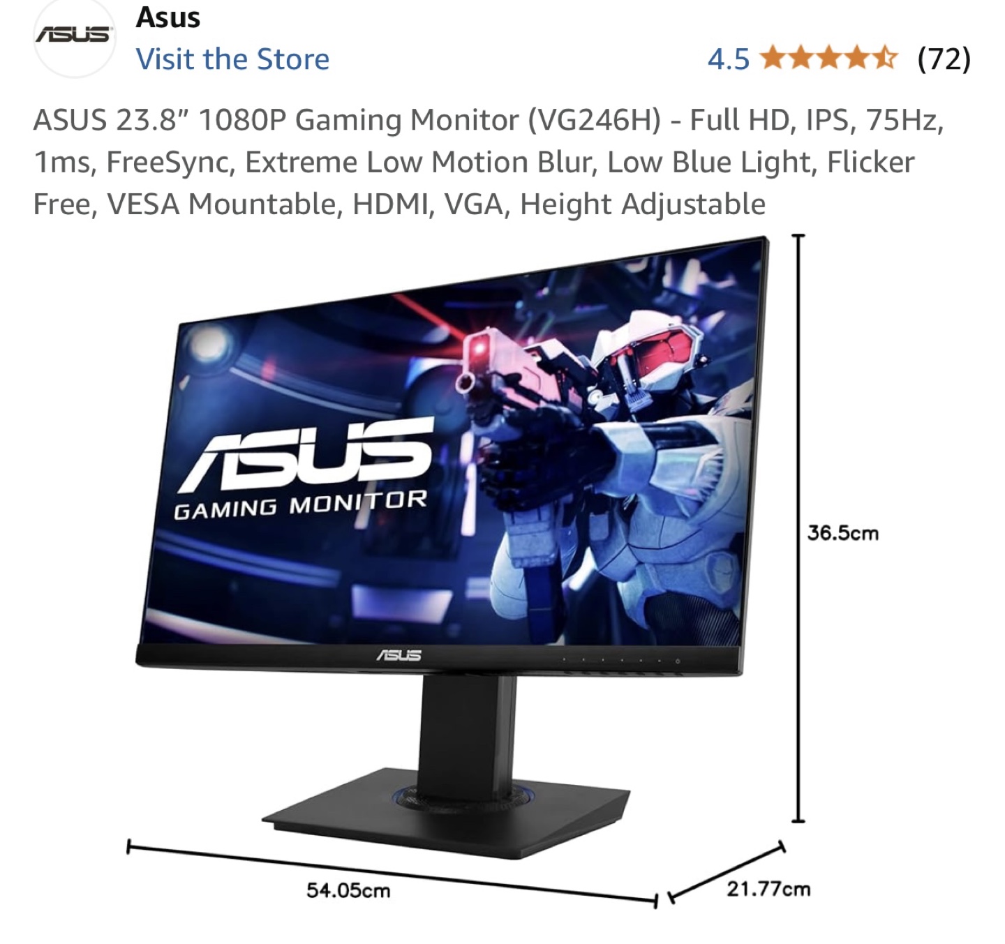 ASUS VG246H 23.8" 1080P Gaming Monitor