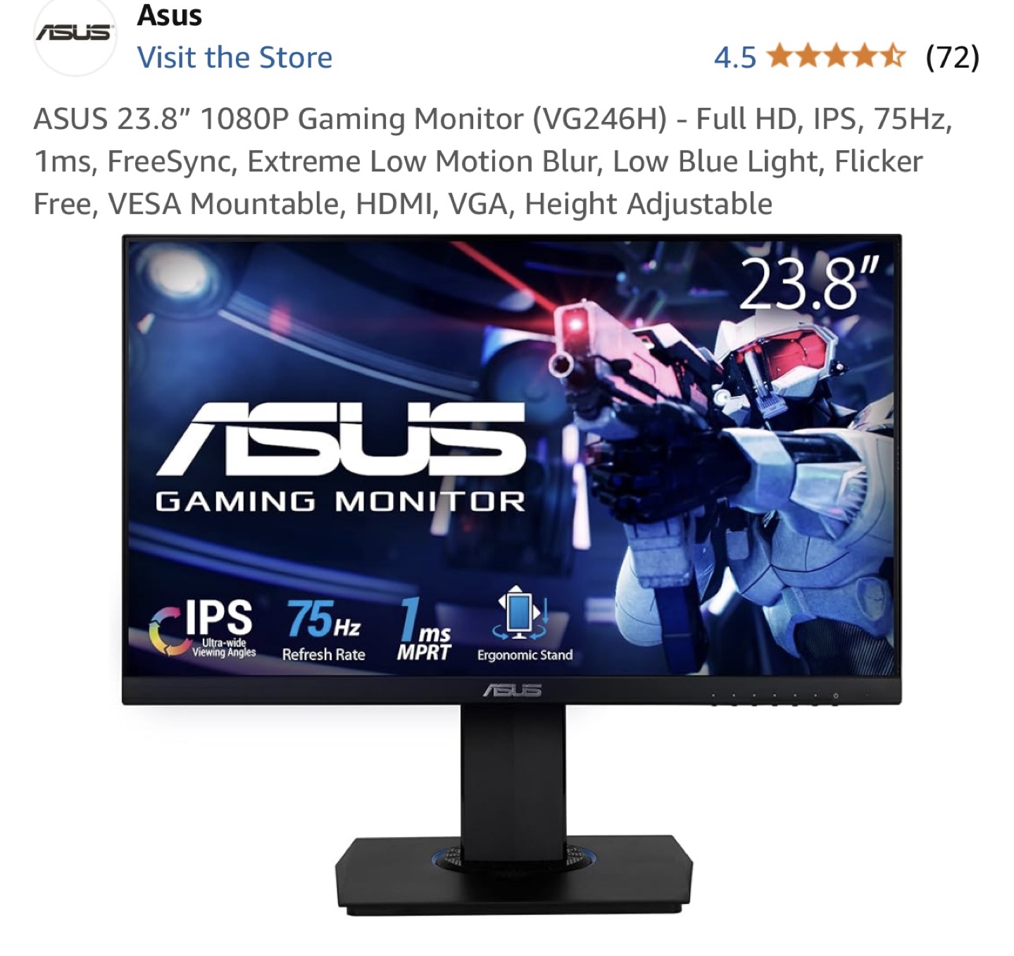 ASUS VG246H 23.8" 1080P Gaming Monitor - photo 2