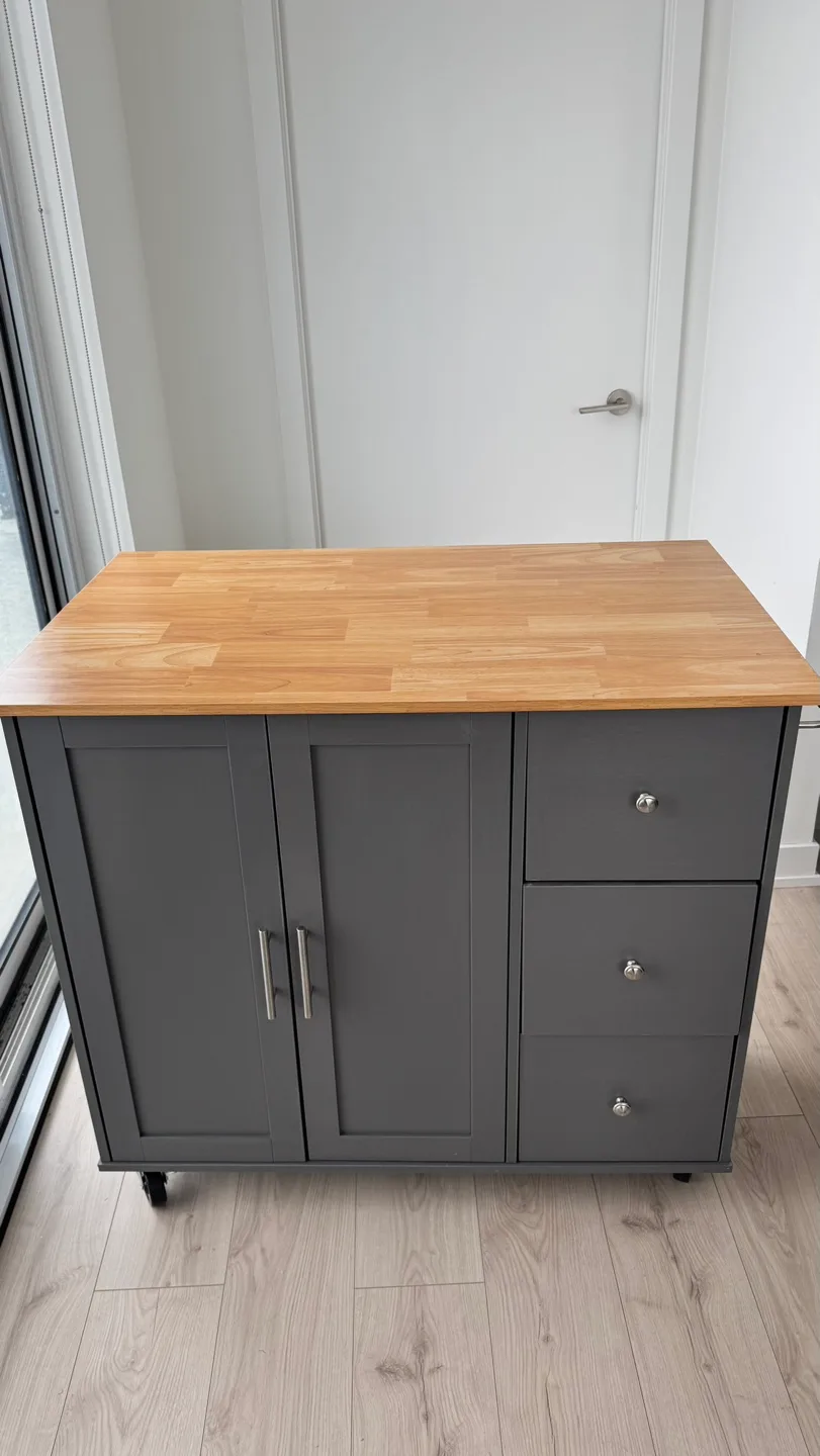 Rolling Kitchen Island with Butcher Block Top thumbnail