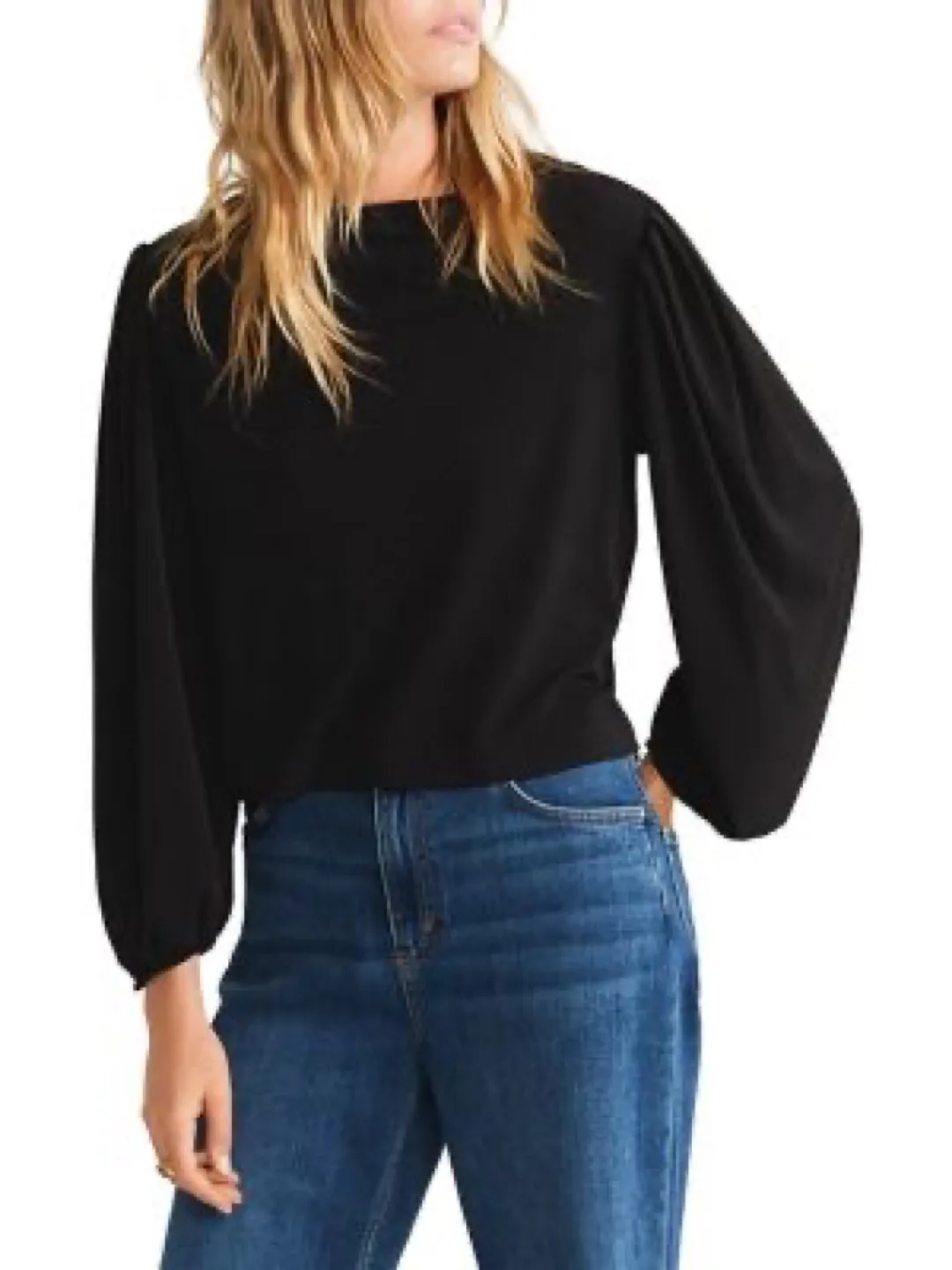 Mango Crewneck Puffed- Sleeve Tee, Size S thumbnail