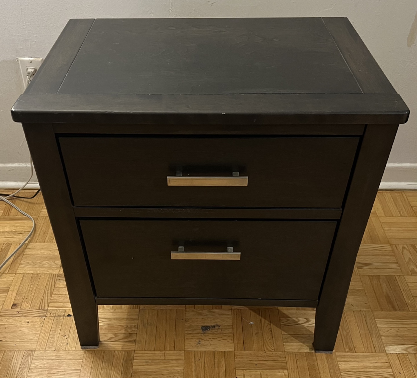 Dark Brown Two-Drawer Nightstand