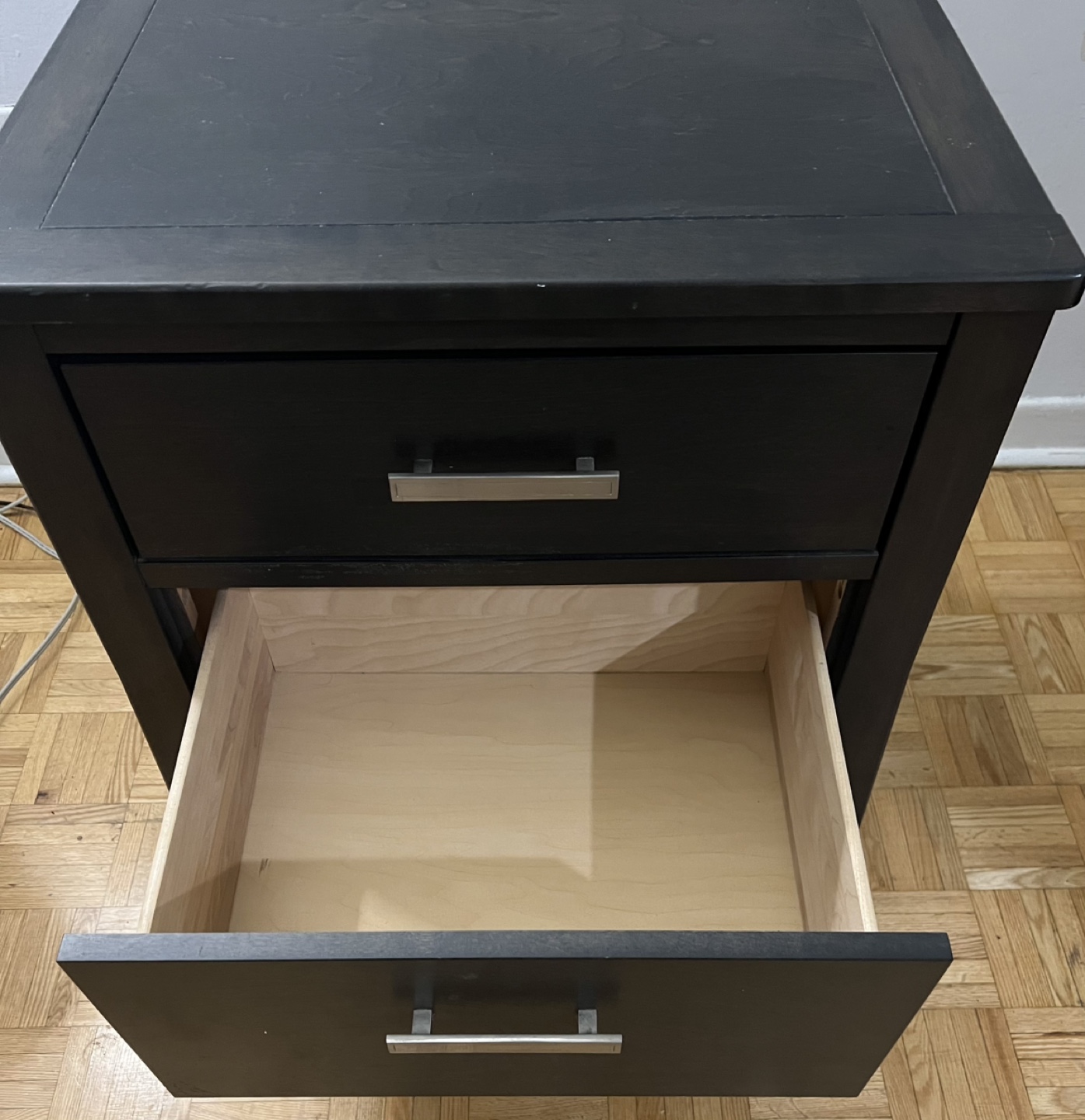 Dark Brown Two-Drawer Nightstand - photo 3