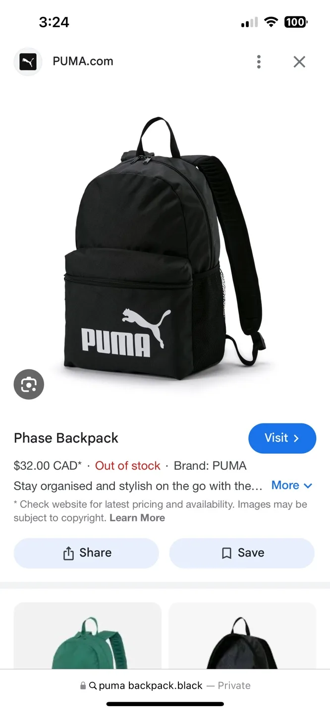 Puma Black Backpack with Rose Gold Logo image indicator(6)