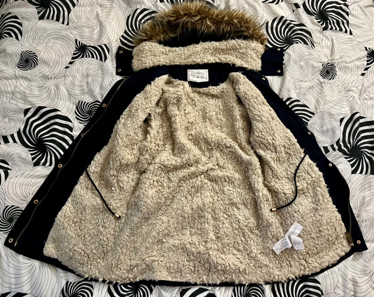 Pull&Bear Women's Navy Blue Winter Parka Coat Size L image indicator(3)