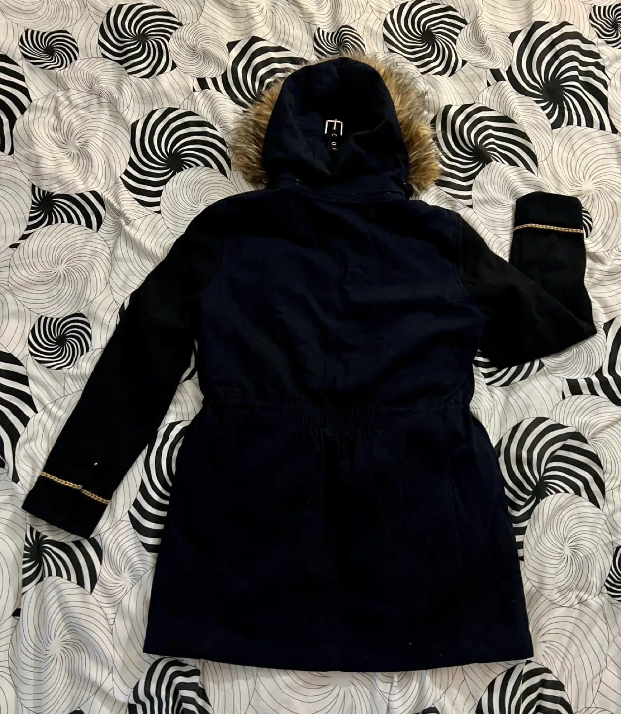 Pull&Bear Women's Navy Blue Winter Parka Coat Size L image indicator(7)