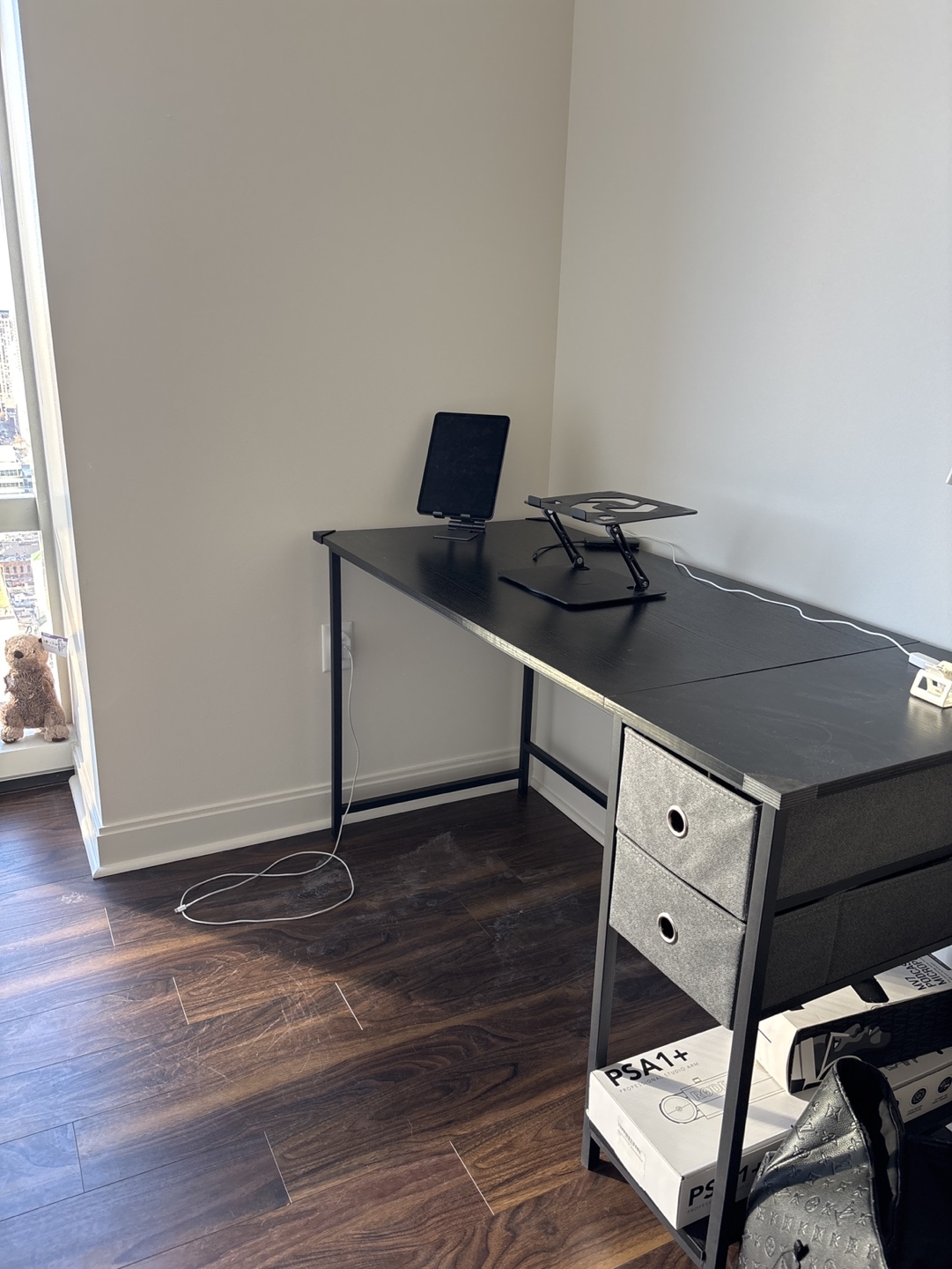 Black Computer Desk with Two Drawers