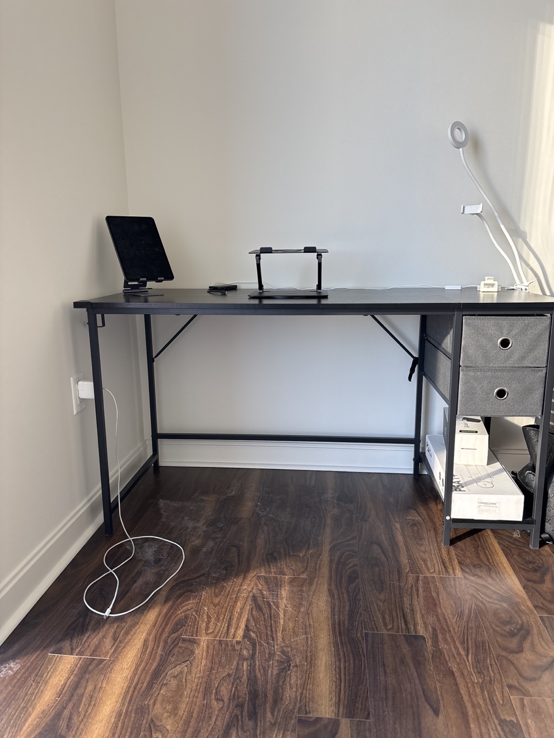 Black Computer Desk with Two Drawers - photo 2