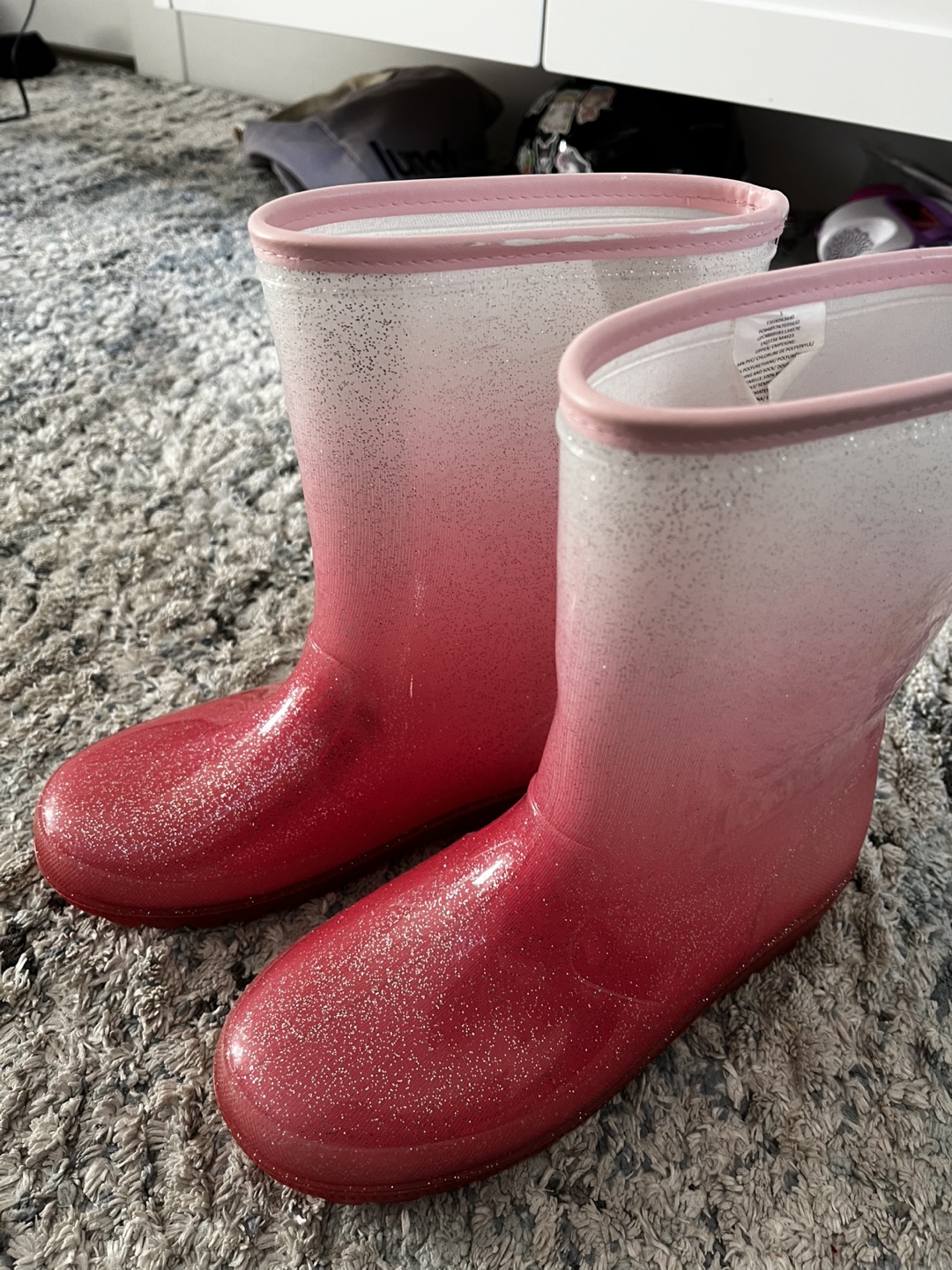Girls' Pink Glitter Rain Boots