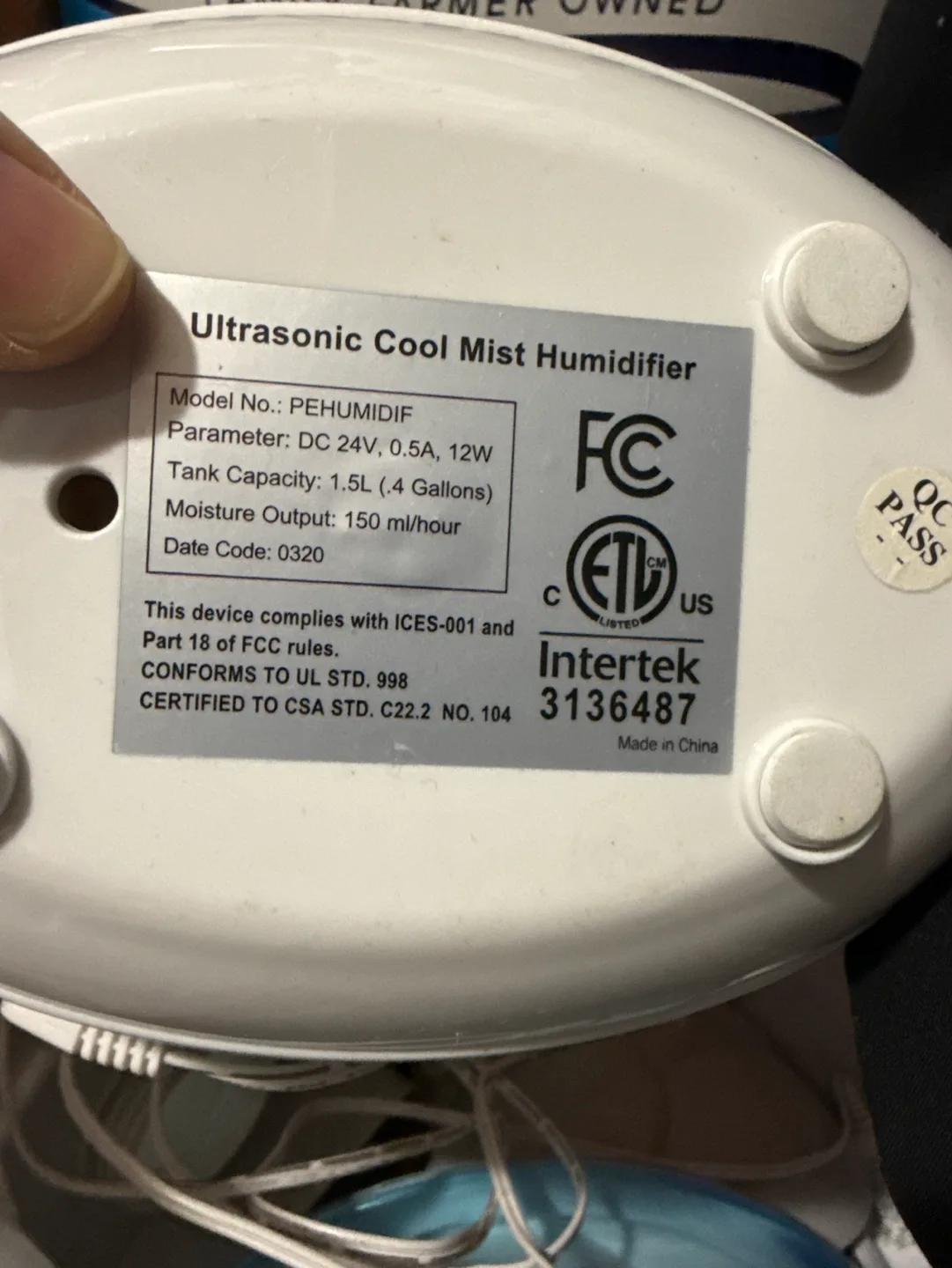 Pure Enrichment Ultrasonic Cool Mist Humidifier image indicator(2)