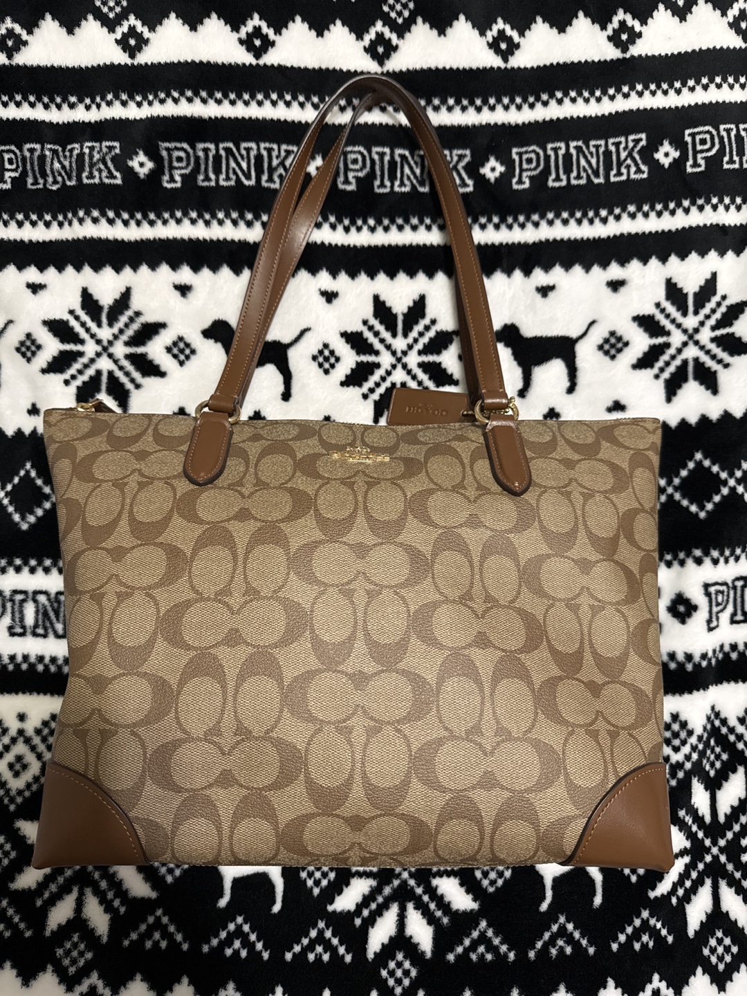 Coach Signature Zip Top Tote