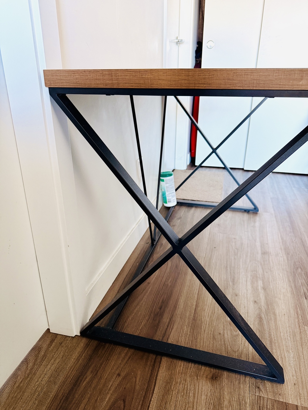 Modern Wooden Desk with Black Metal Legs - photo 3