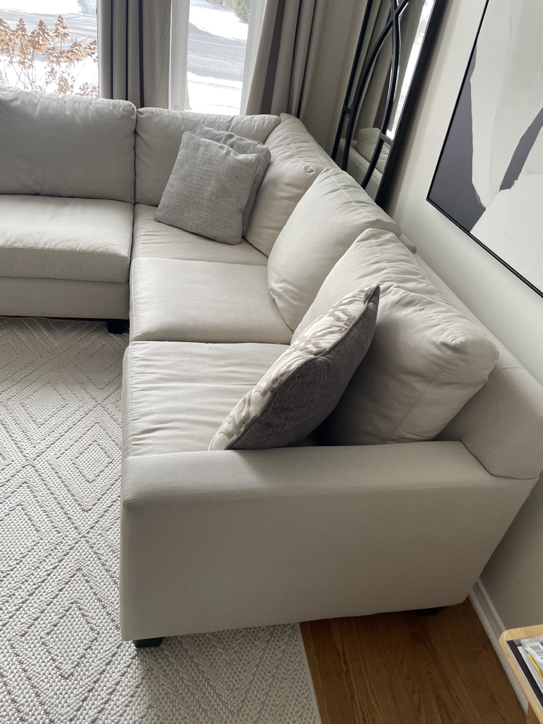Beige Linen Down filled Sectional Sofa - photo 2