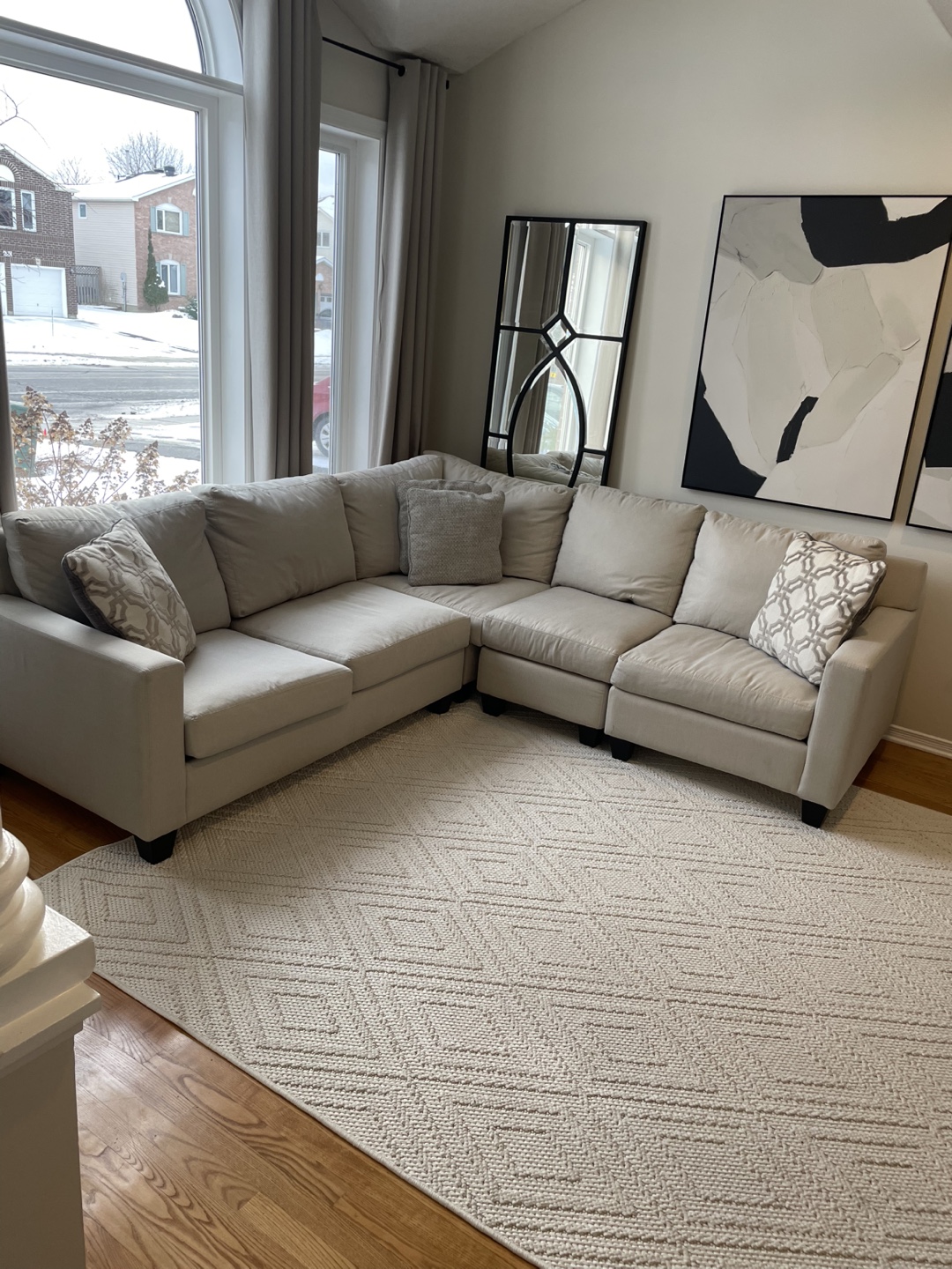 Beige Linen Down filled Sectional Sofa - photo 5