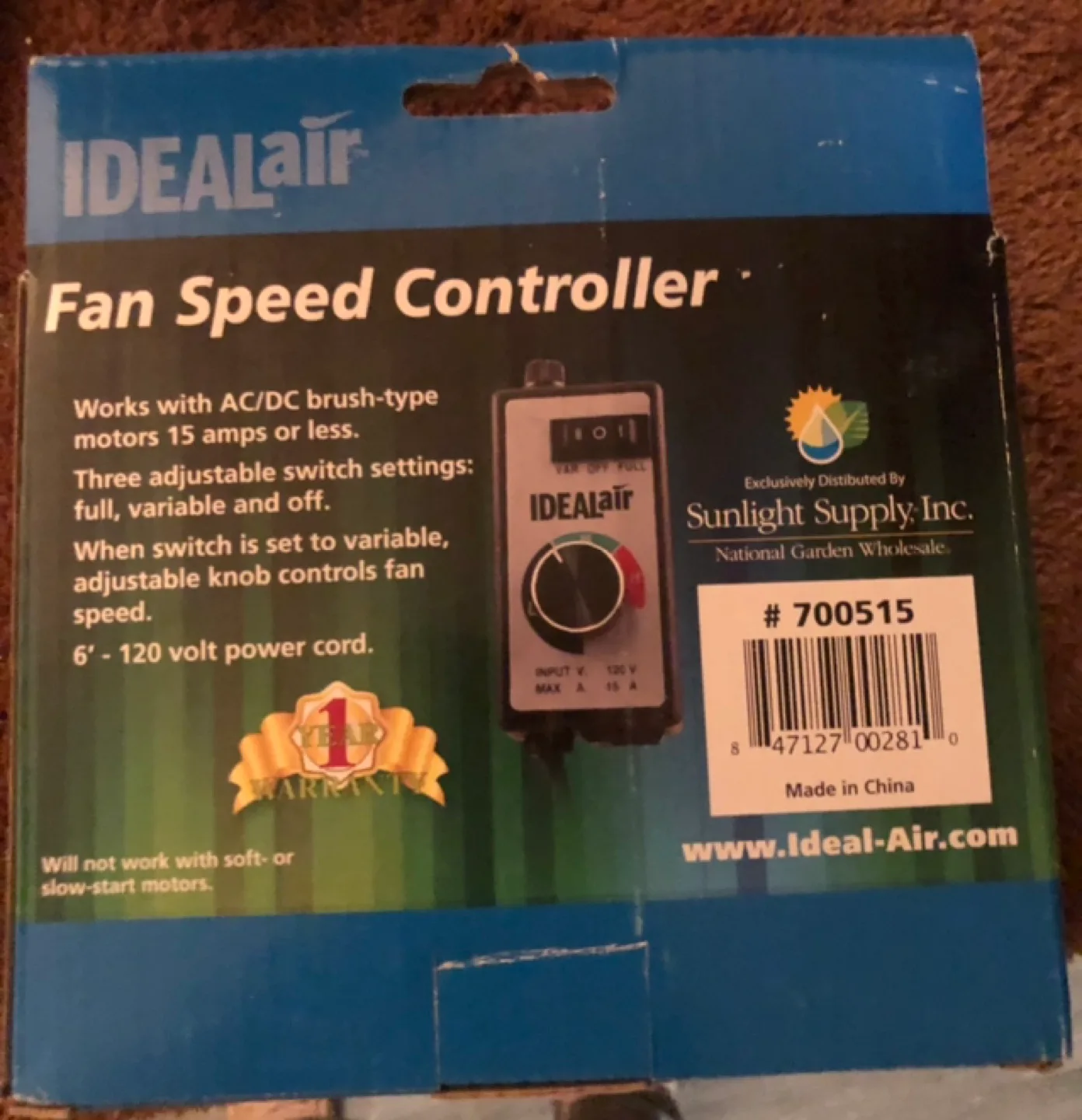 IDEALair Fan Speed Controller - New in Box image indicator(2)