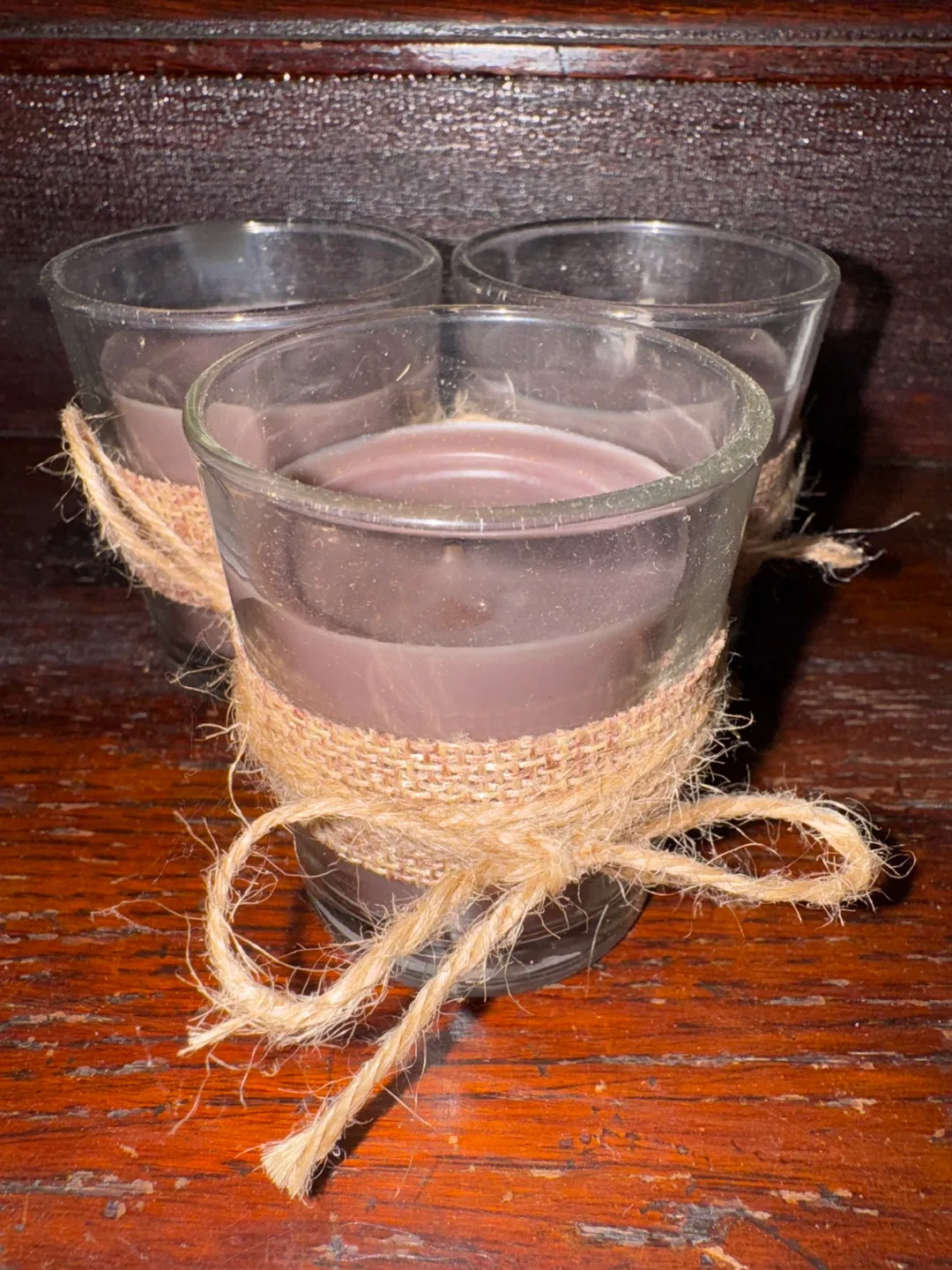 Set of three rustic candles thumbnail