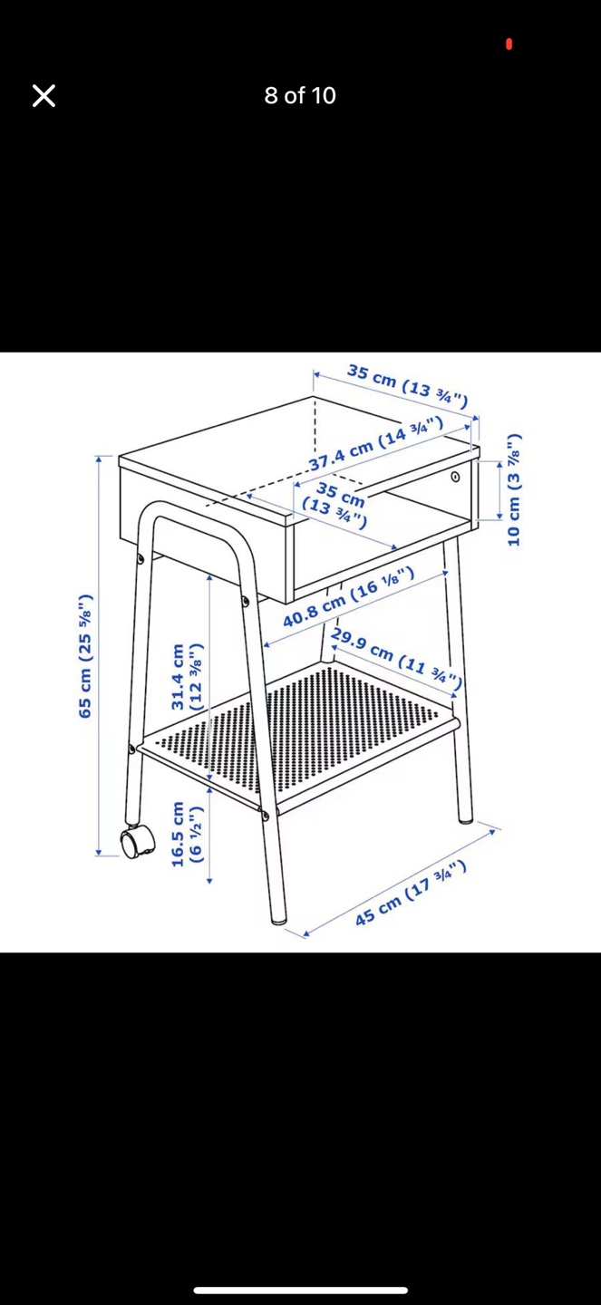 IKEA Black Rolling Side Table - photo 3