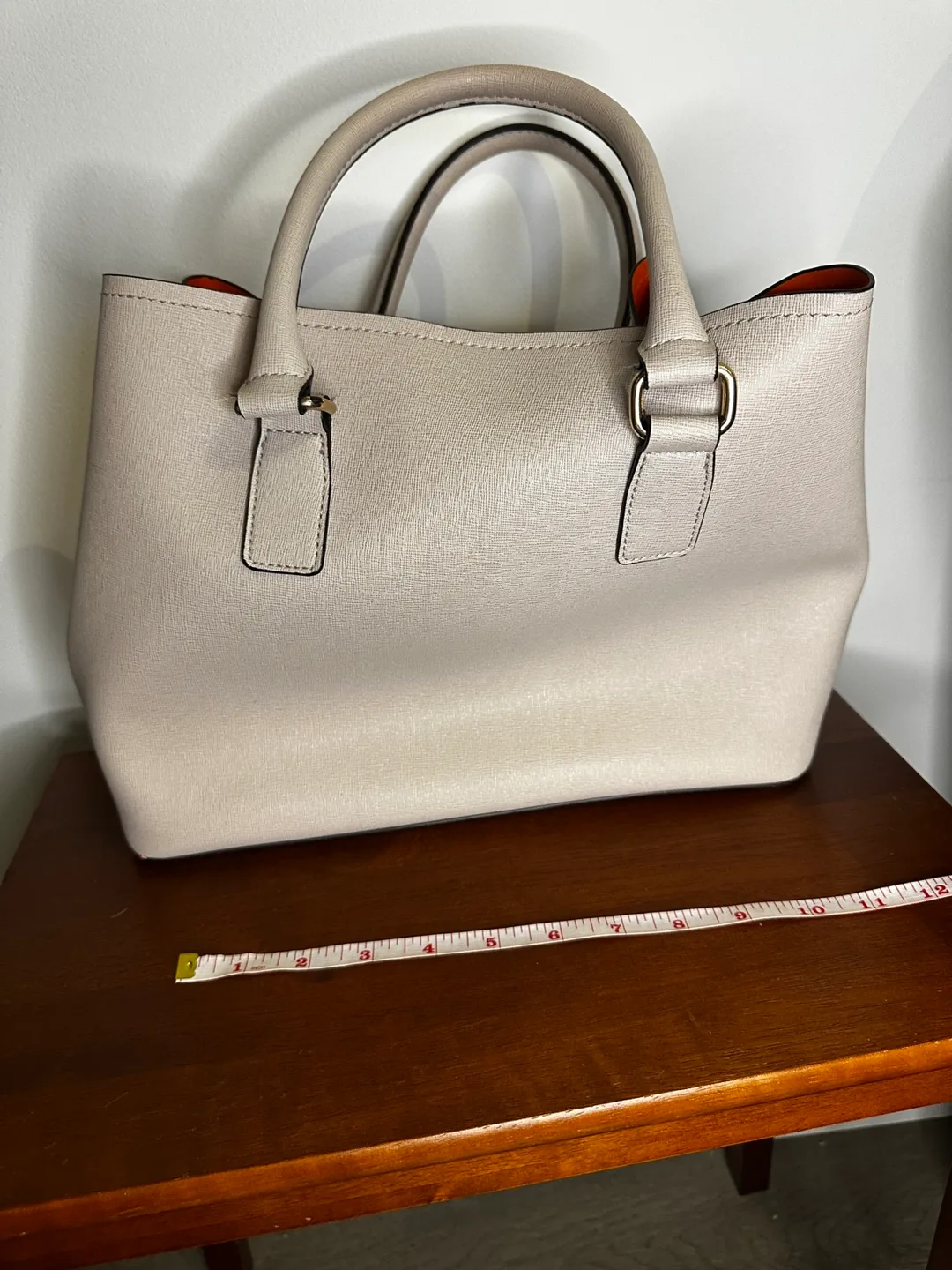 ALDO Beige Tote Bag with Orange Interior image indicator(3)