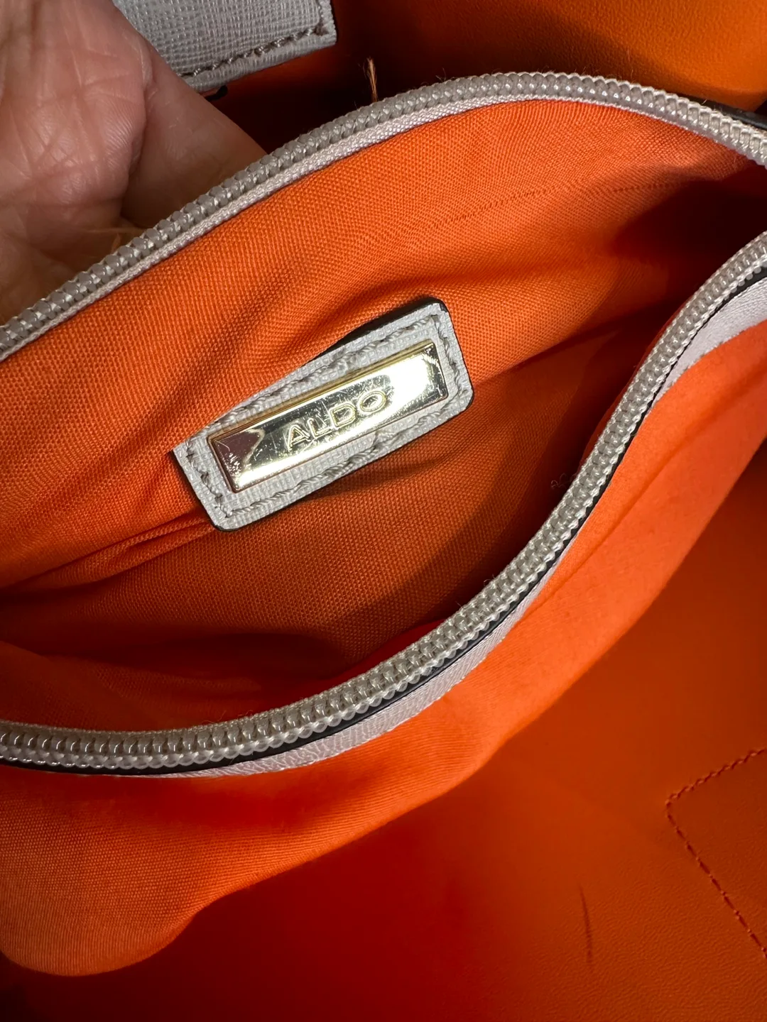 ALDO Beige Tote Bag with Orange Interior image indicator(6)