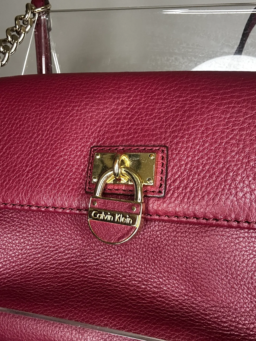 Calvin Klein Burgundy Leather Crossbody Bag image indicator(3)