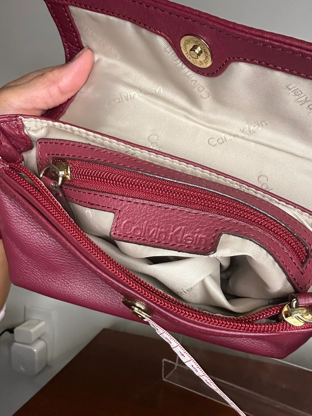 Calvin Klein Burgundy Leather Crossbody Bag image indicator(5)