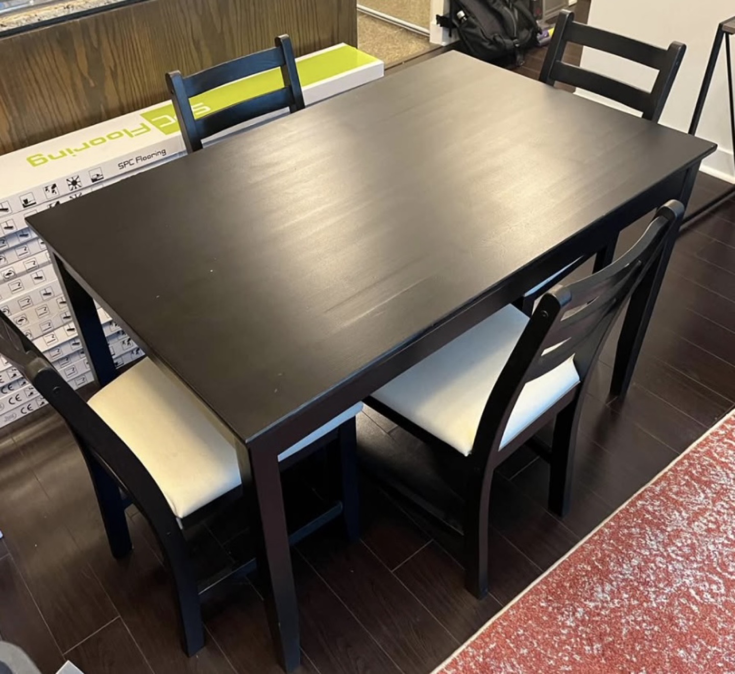 Black Dining Table Set with Four Chairs