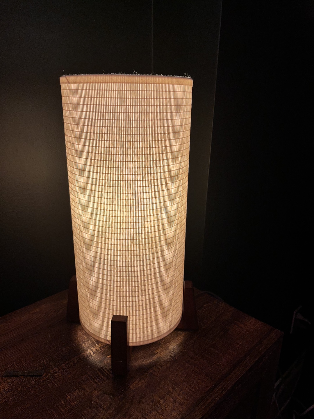 Mid-Century Modern Table Lamp with Woven Shade