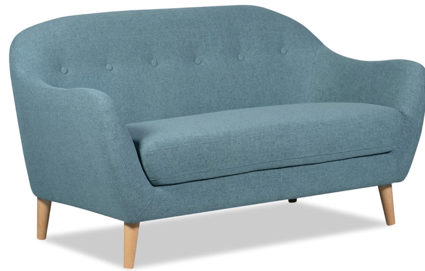 Mid-Century Modern Teal Love Seat - photo 2
