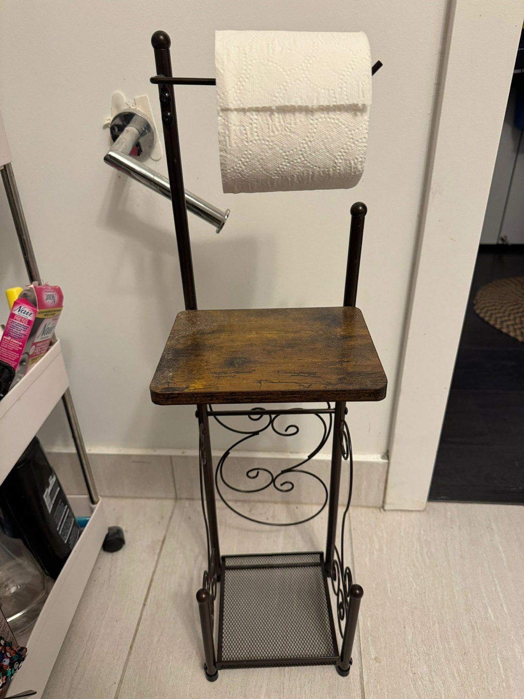 Standing Toilet Paper Holder with Shelf